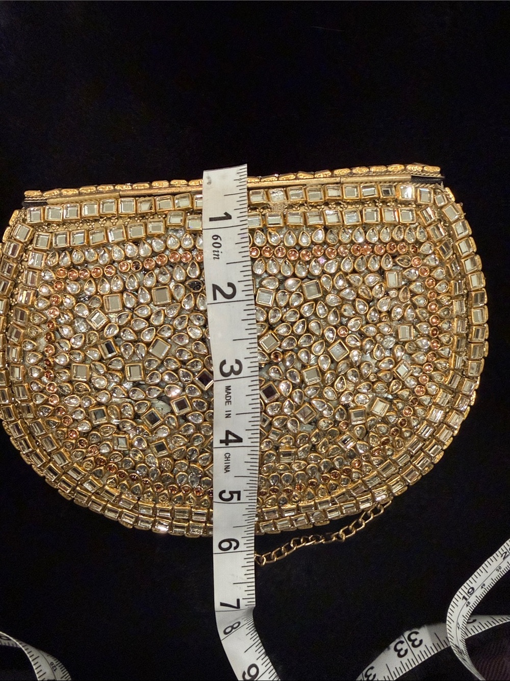 Gold Jeweled Evening Clutch - Elegant Women's Bag GOLD COLOR